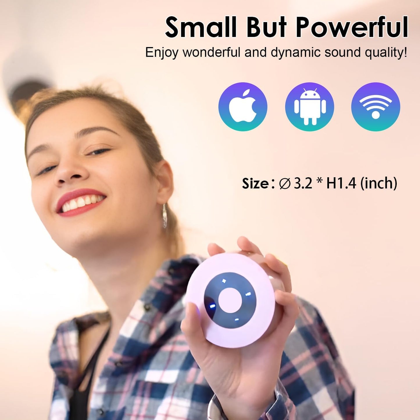XLEADER Mini Bluetooth Speaker (Travel Case Provided) HD Sound&Rich Bass, Touch Design, 12-15H Playtime, Support Aux Input, Micro SD, Mic, for iPhone Laptop Shower Office, Ideal Gifts, Pink Rose Gold