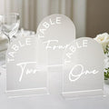 Frosted Arch Wedding Table Numbers 1-20 with Stands, 5x7 Inch Acrylic Arch Sign with Holder for Wedding Reception Table Centerpiece Decoration
