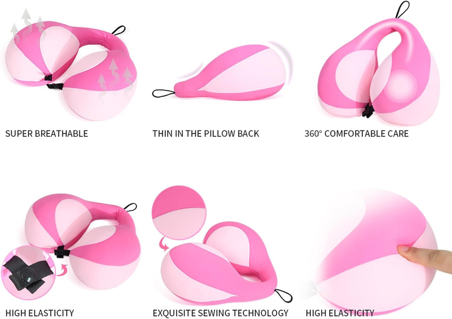 MOOB Kids Travel Pillow for Car Seat Kids Travel Neck Pillow U-Shape Car Seat Head Support Children Stroller Pillow Toddler Neck Pillow for Carseat Pink 3-12 Y/O