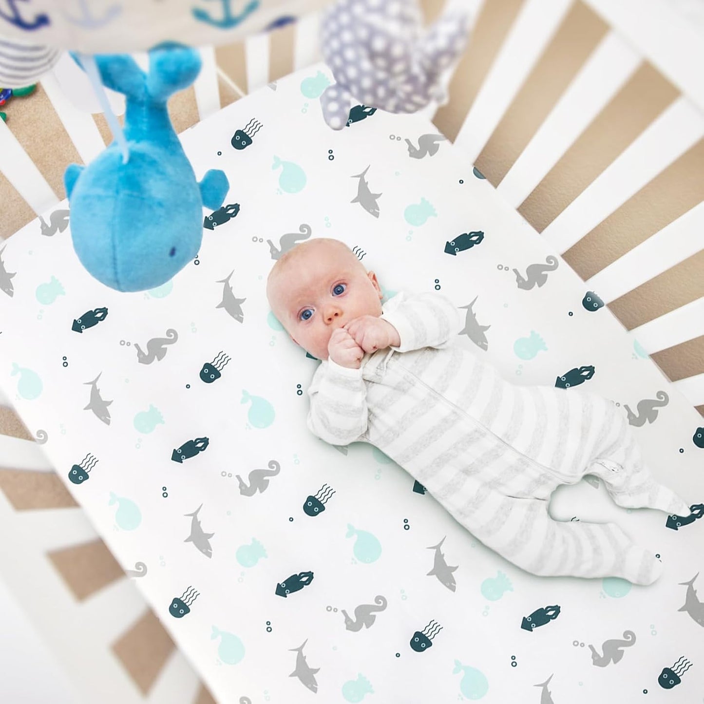 Mini Crib Sheets Set - 4 Pack, Portable Crib Sheets (38" X 24") | Multiuse for Pack n Play, Playard, Playpen, Crib, Grey