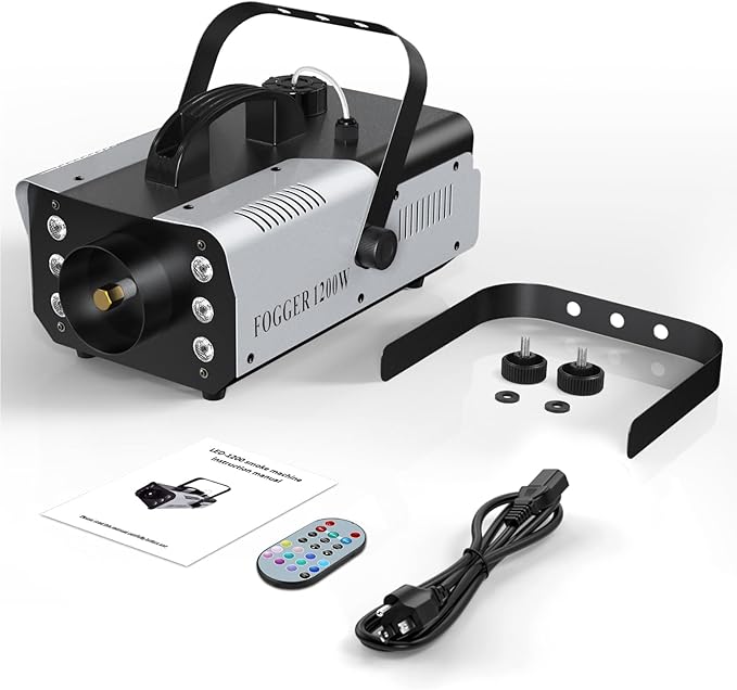 1200W RGB Fog Machine, 6 Colorful LED Lights for Smoke Machine Indoor/Outdoor Use, Perfect for Parties, Weddings, and Stage Effects