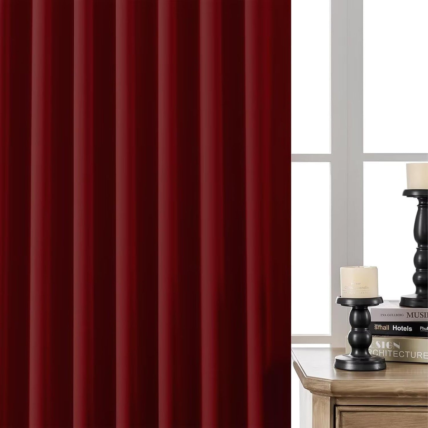 Joydeco Blackout Curtains 84 Inch Long for Bedroom, Thermal Insulated Black Out Curtains 2 Panels Set, Room Darkening Drapes for Living Room Window (W52 x L84 Inch, Burgundy Red)