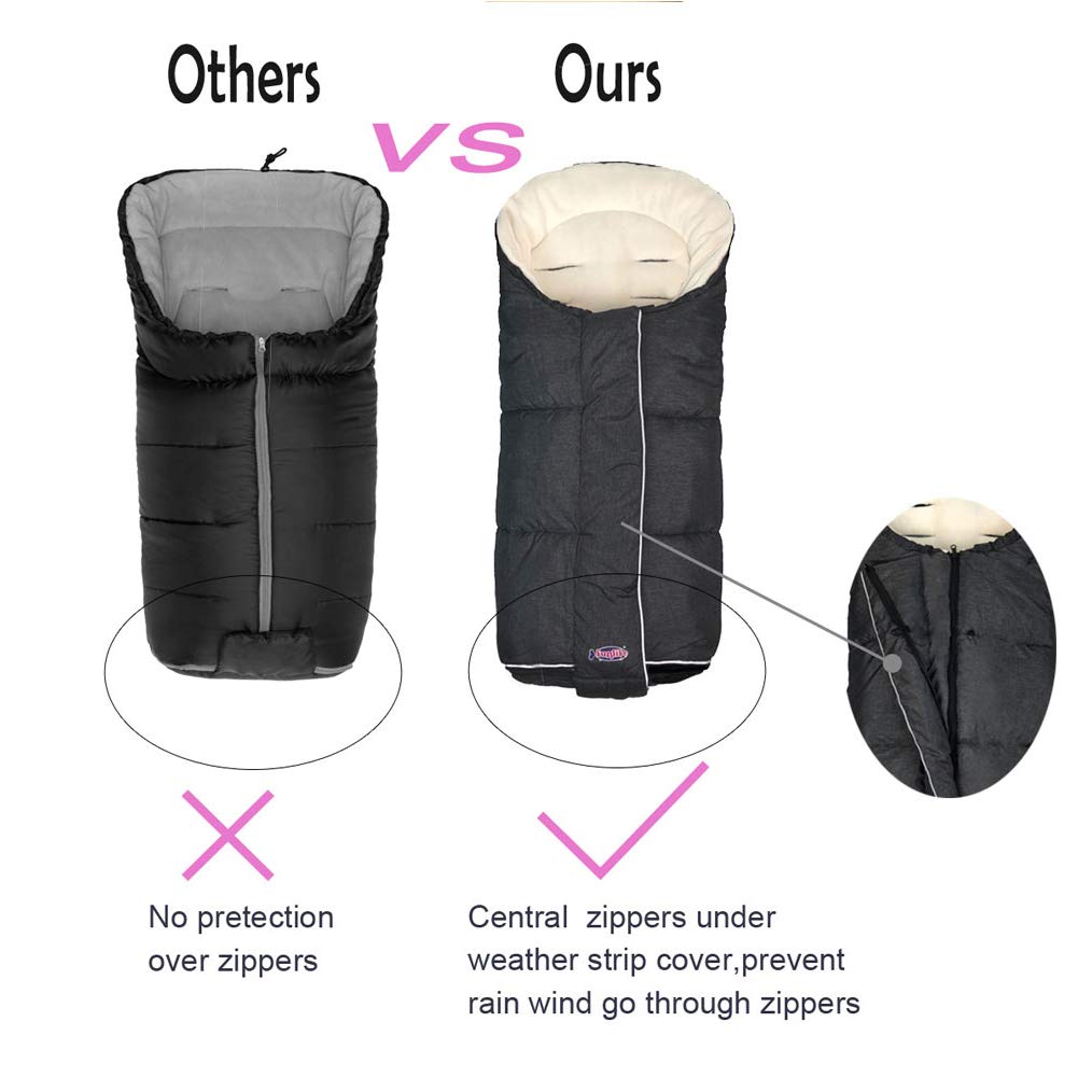 Waterproof Winter Universal Stroller Bunting Bag Toddler,Width Adjustable Stroller Blanket Fits Baby Growth