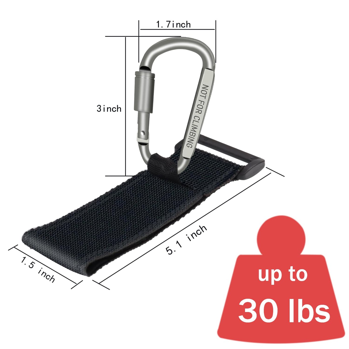 Baby Stroller Hook, Carry 30 lbs per Stroller Carabiner Clip, Adjustable Baby Stroller & Car Seat Hook for Hanging Diaper Bag, Wheelchair,Golf cart, Shopping and Pet Cart(2 Pcs Orange)