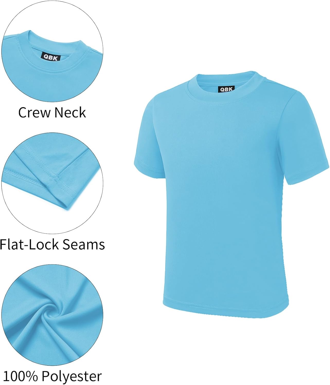 QBK 2T to Youth Neon Shirt Kids UPF 50+ Dry Fit Athletic Short Sleeve Rash Guard T Shirts for Boys Girls Sports Undershirt