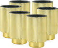 Serene Spaces Living Gold Ribbed Pedestal Glass Votive Holder, Table Centerpiece, Home, Office, Wedding, Birthday, Holiday & Special Events Decor, 3.5" Diameter & 5" Tall, Pack of 24