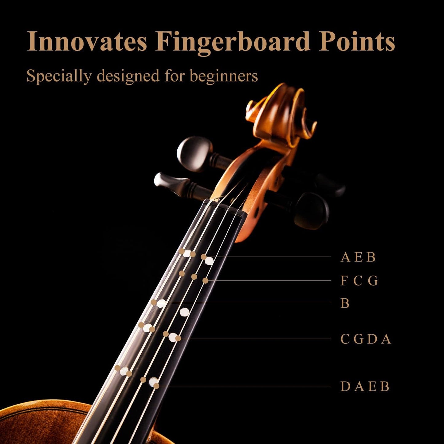 Eastar 4/4 Full Size Violin Set Matte Fiddle for Beginners Adults with Hard Case, Rosin, Shoulder Rest, Bow, Tuner and Extra Strings (Imprinted Finger Guide on Fingerboard), EVA-3