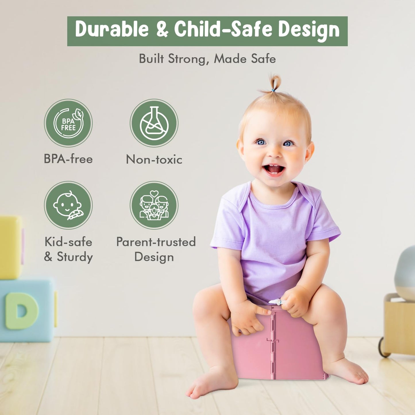 Teo - Portable Toddler Travel Potty – Foldable, Lightweight, Leak-Proof Toilet for Kids with Travel Bag & Disposable Liners – Compact Potty Chair for Home & On-The-Go Use (Berry Pink)