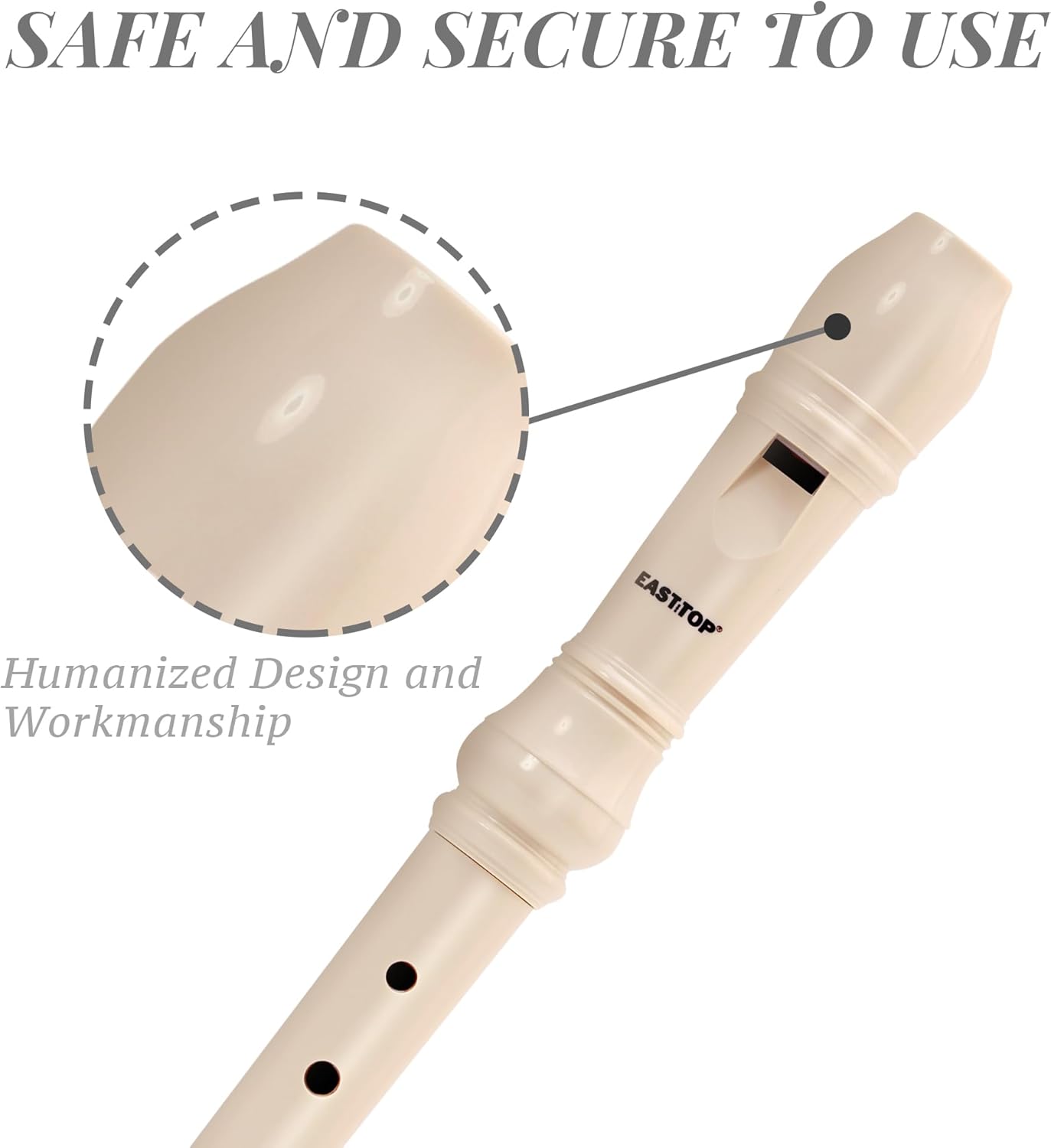 EAST TOP Soprano Recorder for Kids Beginners, 8 Hole Plastic German Fingering Flute Recorder 3 Piece with Cleaning stick, Cotton pouch, Fingering Chart, Colorful box (Ivory), as a gift