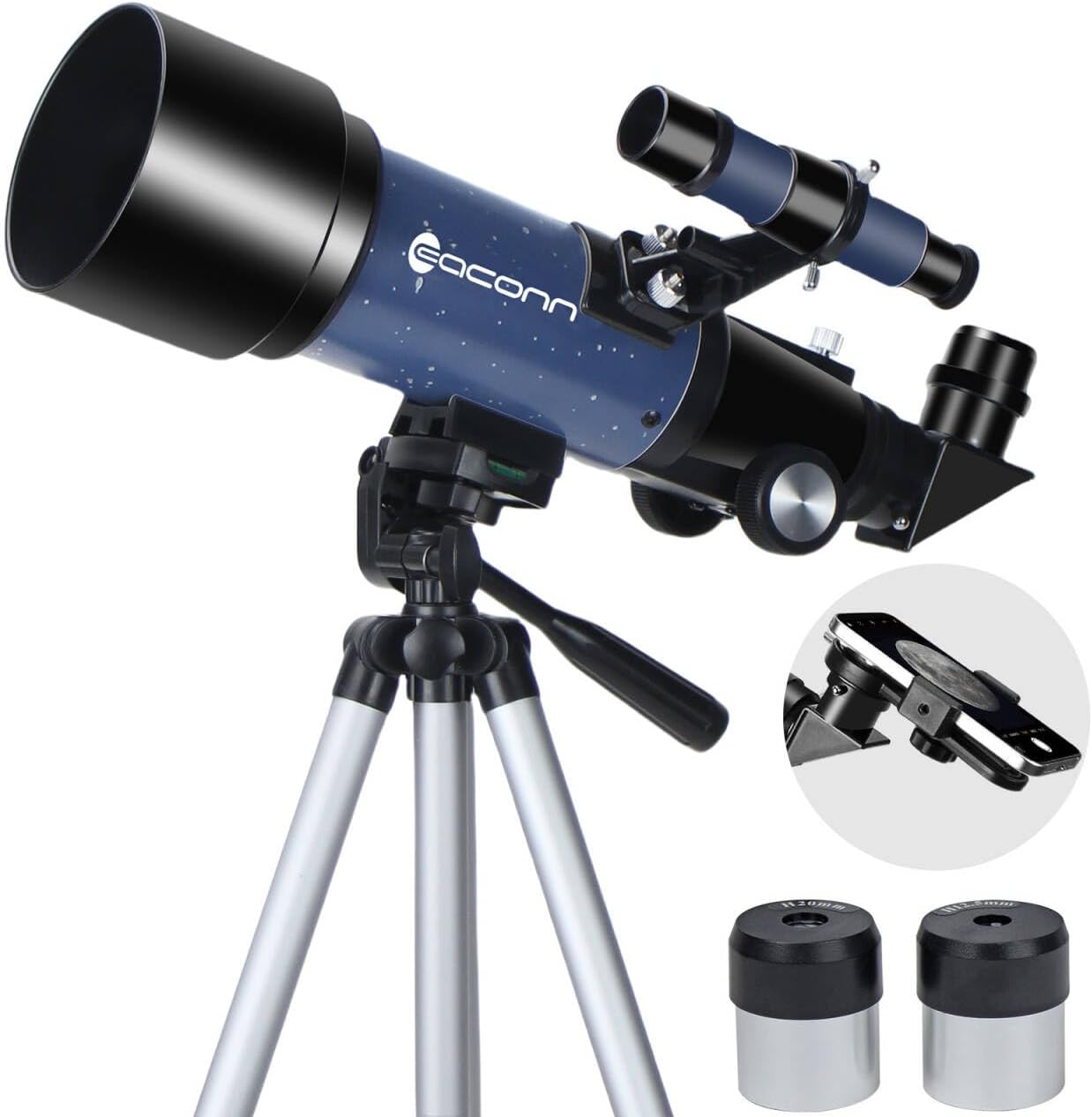 Telescopes, Telescope for Kids and Adults Beginners, 70mm Aperture 400mm Focus Length Refractor Travel Telescope with AZ Mount for Observe The Moon and Landscape (Blue)
