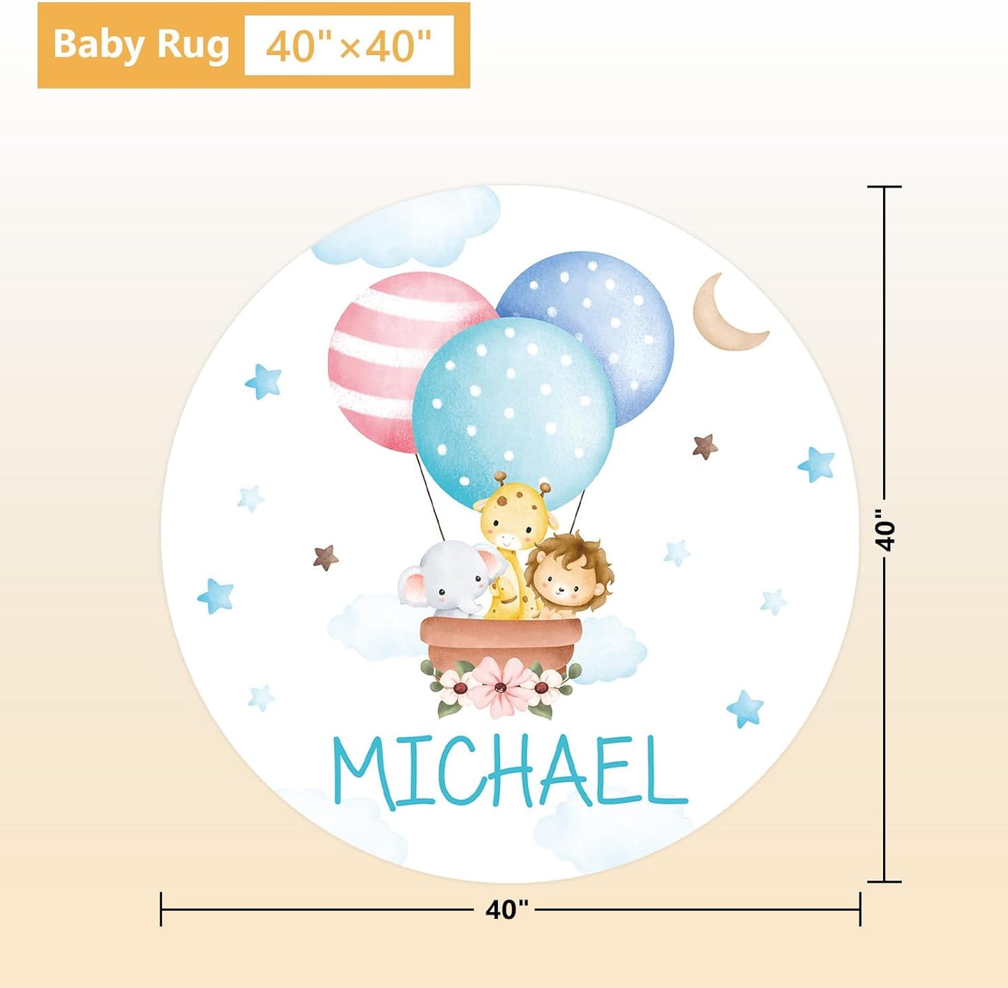 Personalized Baby Bedding Set, 5 Pcs Custom Toddlers Bedding Set with Infant Name, Double Layer Nursery Crib Set for Boys Girls, Customized Gifts for Infants Baby Shower, Hot Air Balloon Animal