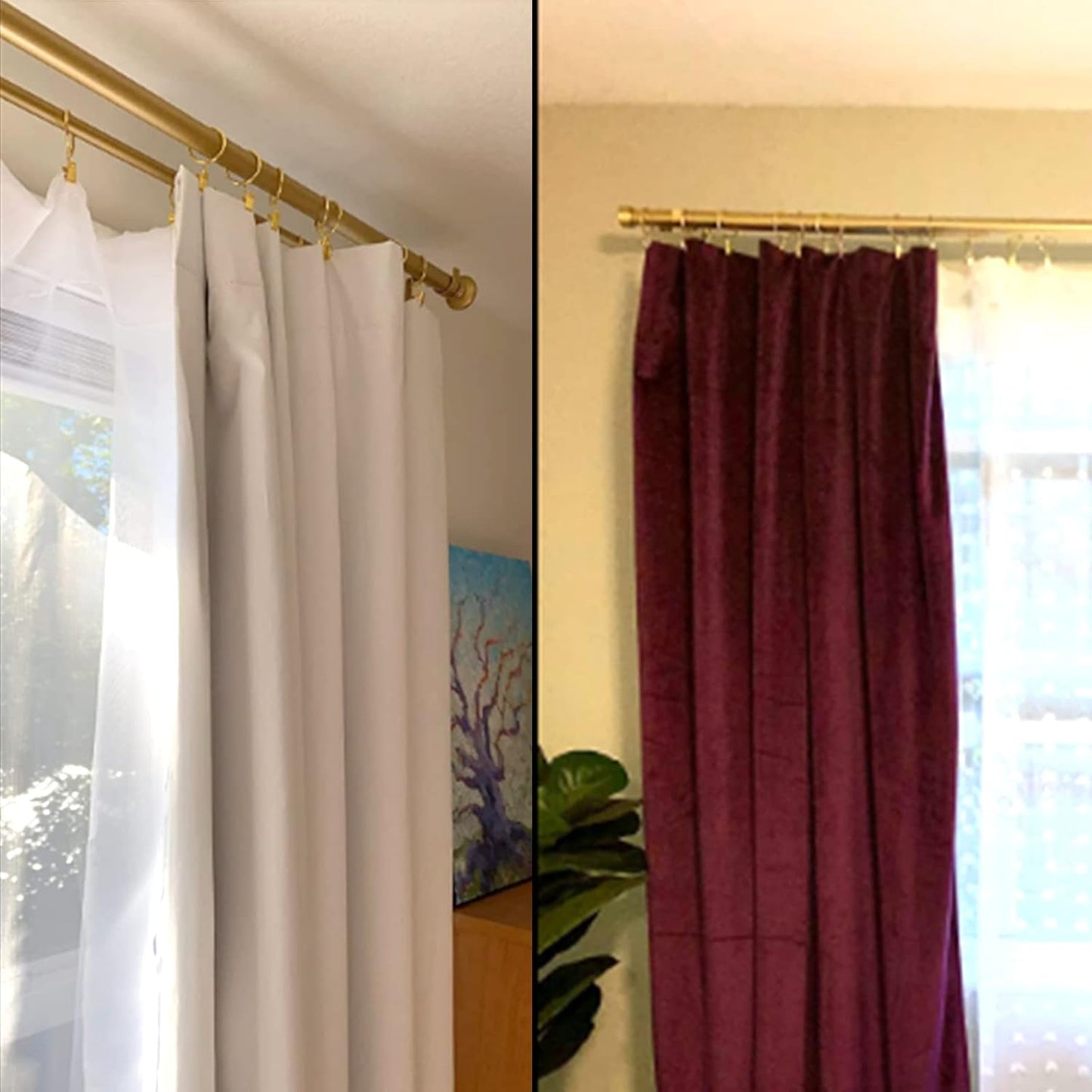 100 Pack Gold Curtain Rings with Clips, Curtain Hooks Hangers Clip Rings for Hanging Drapes Bows Hat, Drapery Rings 1.26 in I D, Fits up to 1 in Diameter Curtain Rod.