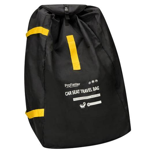 Car Seat Travel Bag Backpack for Air Travel - Karfast Universal Infant Carseat Gate Check Bag Cover for Airplane, Foldable with Pouch, Yellow
