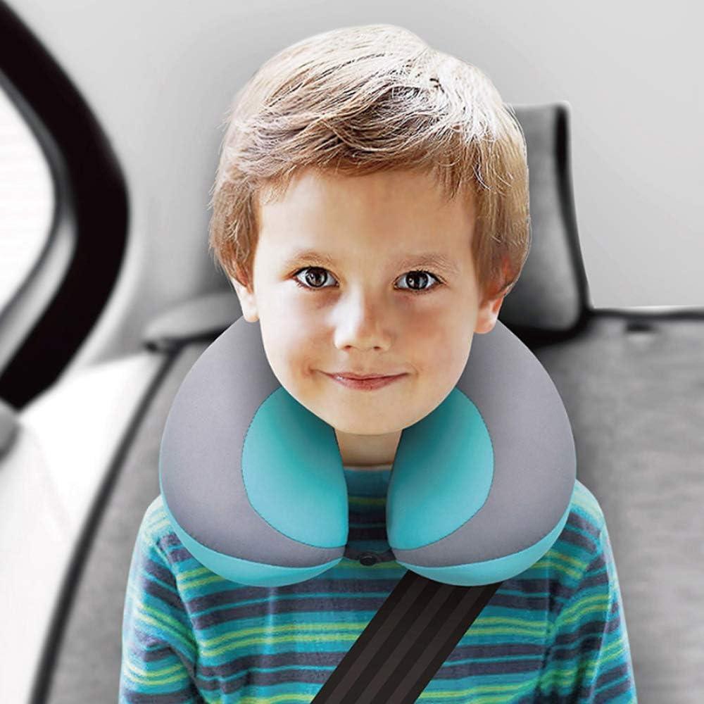 MOOB Kids Travel Pillow for Car Seat Kids U-Shape Travel Neck Pillow Support Children Stroller Pillow Blue