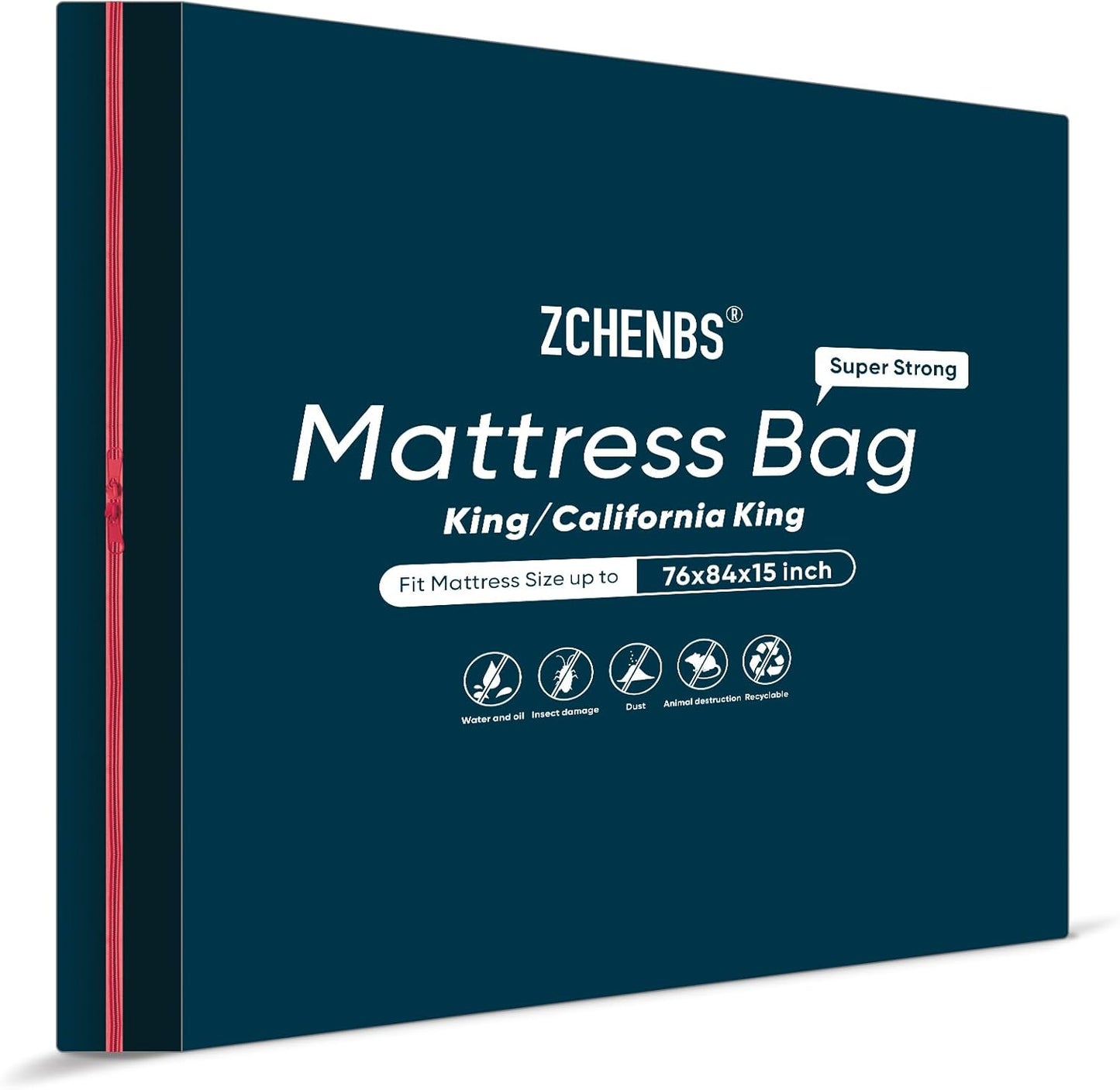 ZCHENBS® – Mattress Bags for Moving and Storage,Mattress Bag with Zippers,5 Mil Ultra-Thick Bed Bag,Waterproof,Anti-Tear,Heavy-Duty Mattress bag (Black, King/California King-(1 Pack))