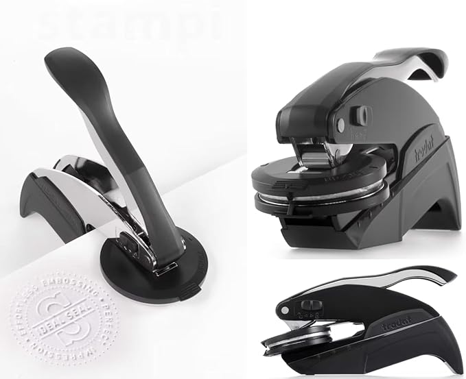 STAMPI Custom Book Embosser or Personalized Book Stamp – from The Library of Design | Swords, Cats, Dragon, Coffee & Floral Options | Gift for Book Lovers & Readers (Cat Set)