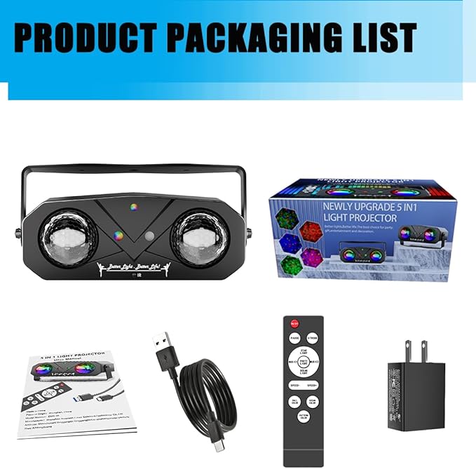 Party Lights DJ Disco Lights, Sound Activated Disco Ball Strobe Stage Light Star Ocean Projector with Remote Control for Home Decoration Parties Gift Club Bar Festival Christmas Birthday Wedding