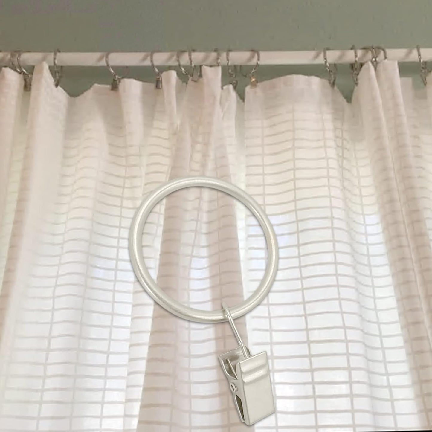 40 Pack Matte Silver Curtain Rings with Clips, Curtain Hooks Hangers Clip Rings for Hanging Drapes Bows Hat, Drapery Rings 1.5 in I D, Fits up to 1.2 in Diameter Curtain Rod.