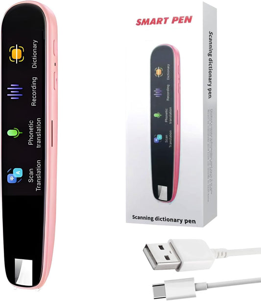 Translation Scanning Pen, OCR Digital Reading Pen with 112 Language, Pen Scanner Reader, Scan Reader Pen, Wireless Translation Pen Scanner for Students Adults Traveler Business (Pink)