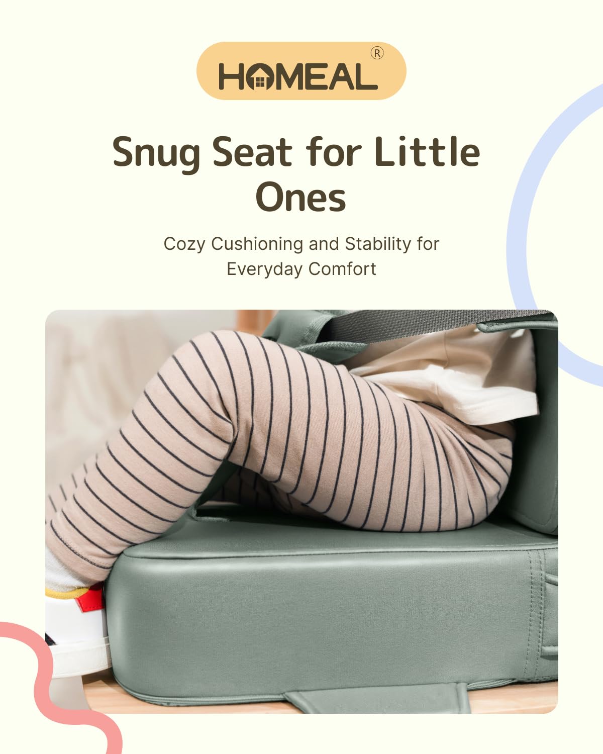 HOMEAL Booster Seat for Dining Table for Toddler Kid Baby, Adjustable Kids Breathable Booster Seat for Kitchen with Backrest and Adjustable Straps, Sage