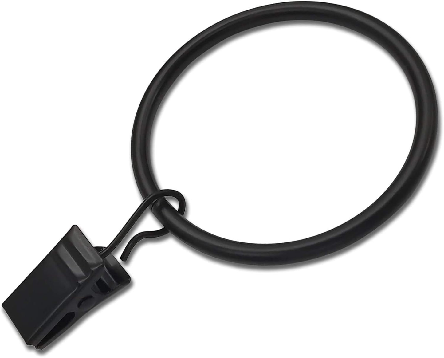 20 Pack Black Curtain Rings with Clips, Curtain Hooks Hangers Clip Rings for Hanging Drapes Bows Hat, Drapery Rings 1.77 in I D, Fits up to 1.5 in Diameter Curtain Rod.