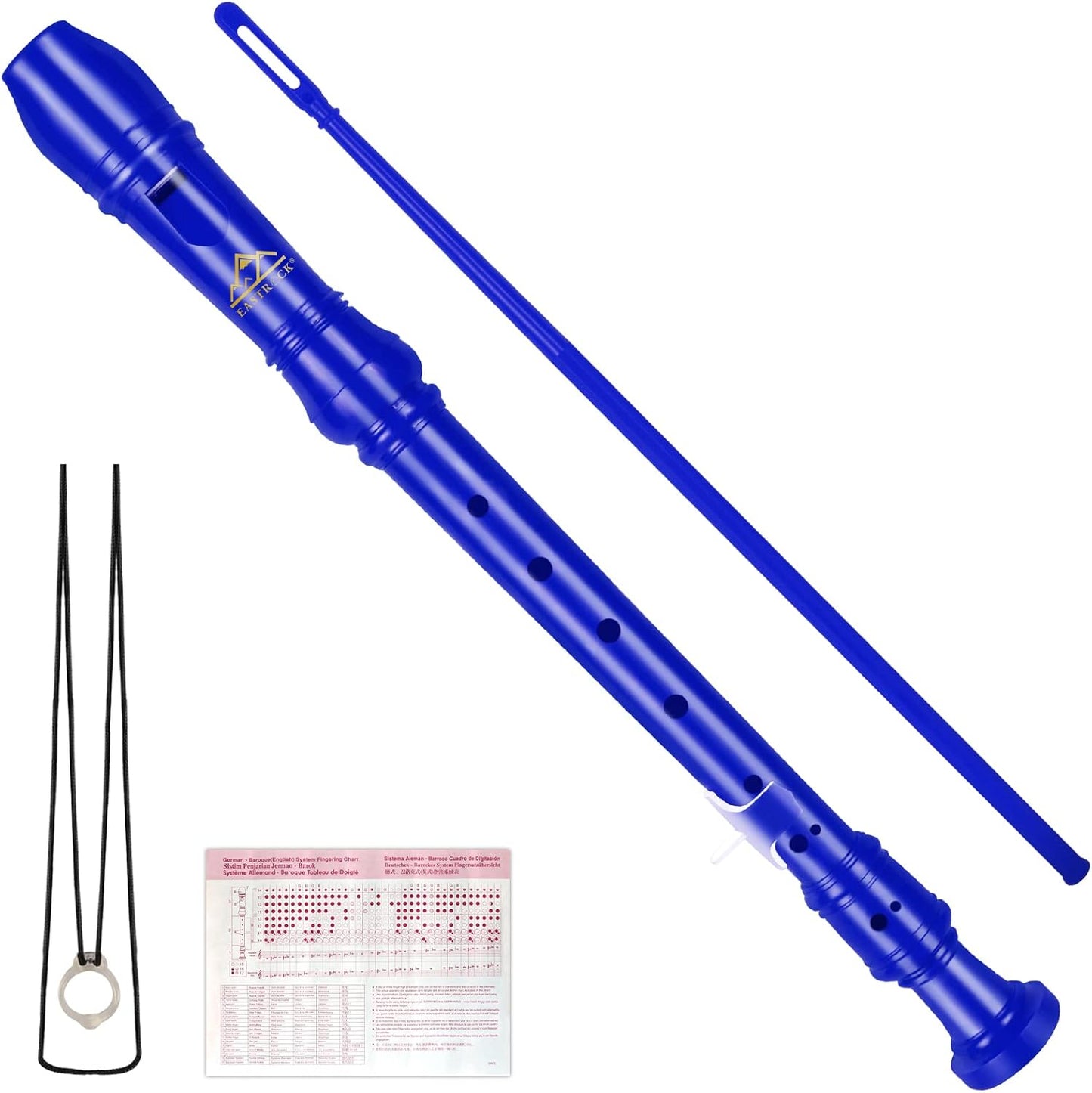 Eastrock Recorder Instrument German Style Soprano Recorder White 3 Pieces for Beginners and professions with Cleaning Rod, Fingering Chart, Packing Bag, Thumb Rest