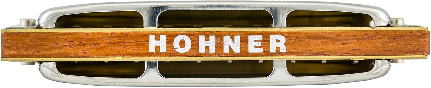 Hohner 532 Blues Harp MS Harmonica - Key of G Bundle with Case, Key Stickers, Harmonica Beginner Online Manual, and Austin Bazaar Polishing Cloth