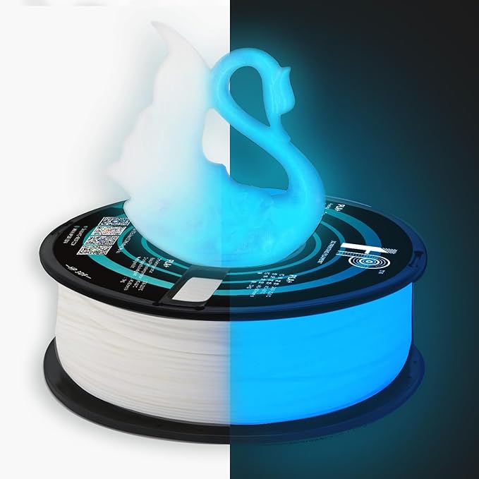 Glow in The Dark PLA Filament, 3D Printer Filament, PLA Filament 1.75mm Dimensional Accuracy +/- 0.02mm, 1KG Spool (2.2 lbs), Fit Most FDM Printer (Glow Blue)