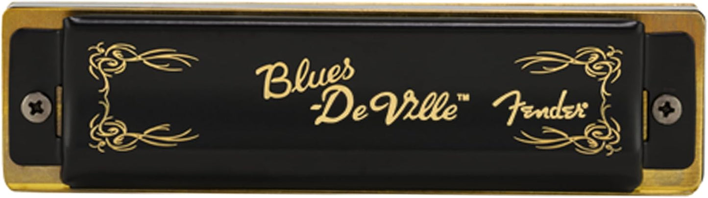 Fender Blues DeVille Harmonica - Key of F Bundle with Carrying Case, Austin Bazaar Online Manual, and Polishing Cloth