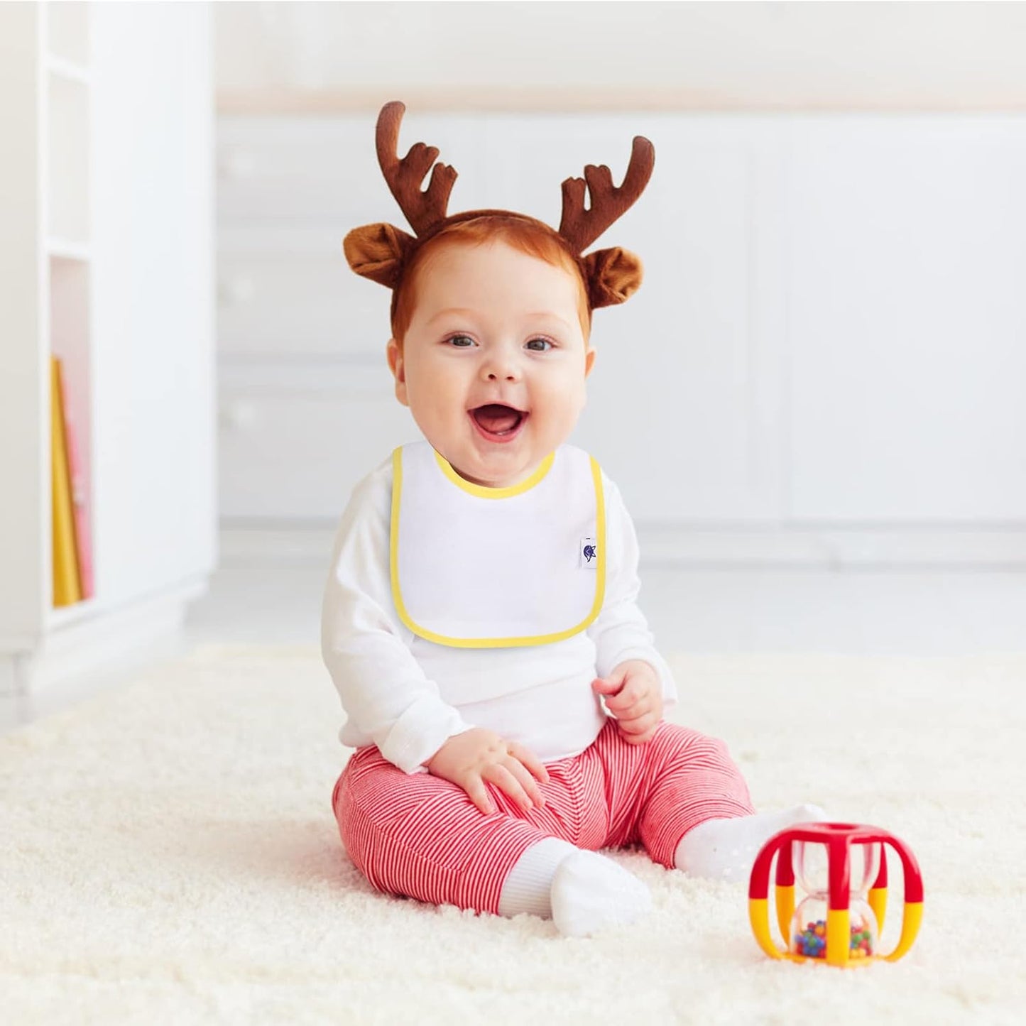 SPINFOX Waterproof Baby Bibs for Girls, Boy, Unisex Drool Bib Cotton Solid Knit Infant Feeding Bibs