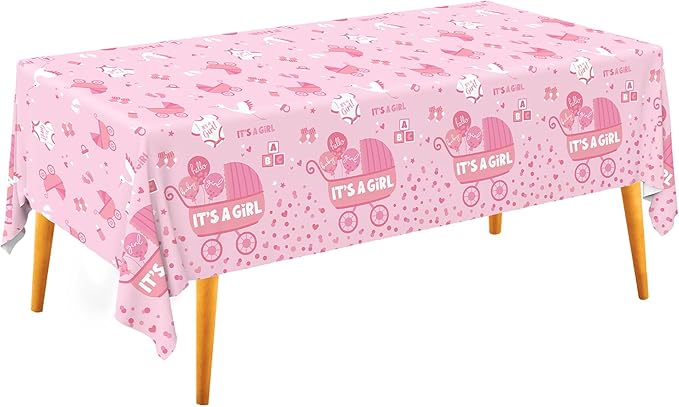 Gatherfun Baby Girl Shower Party Supplies: 2-Pack It’s A Girl Decorations,Disposable Plastic Tablecloth, Ideal Table Cover for Baby Shower Decorations Girl