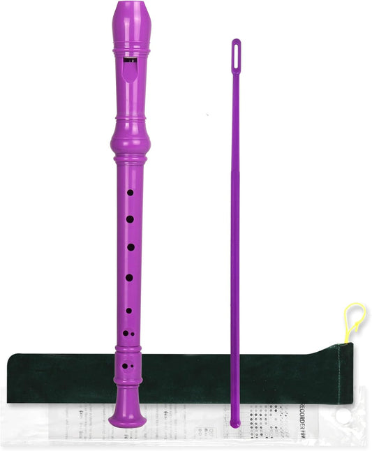 Mr.Power Soprano Recorder C Key 8 Hole German Fingering Clarinet ABS Music Flute Present for Beginner Graduation School Education Family (Purple)