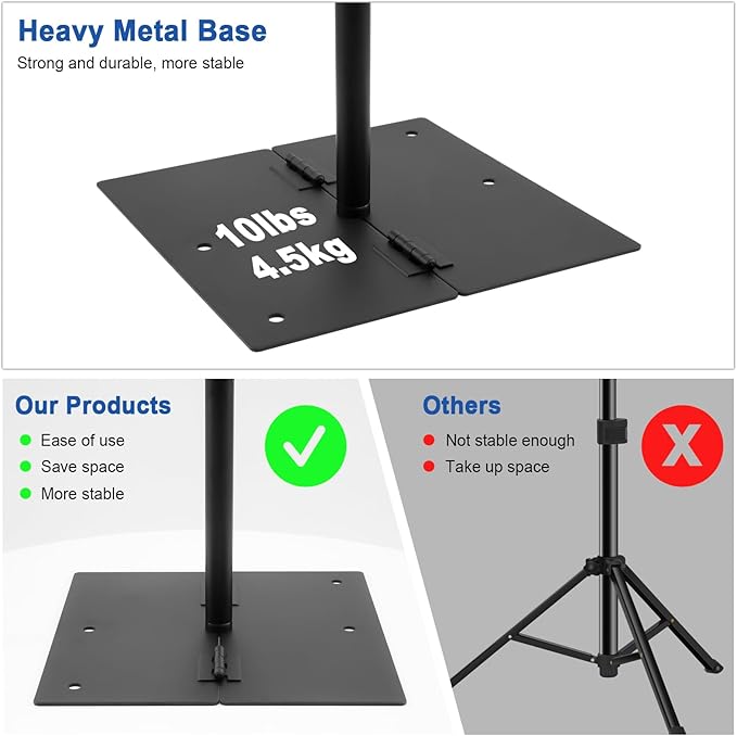 Jiang&Rong Backdrop Stand Kit - 10ft x 8.5ft Adjustable Photo Background Stand Support Poles with Heavy Duty Flat Base, Photo Metal Steel Pipe and Drape Frame Kit for Parties Birthday Wedding - Black