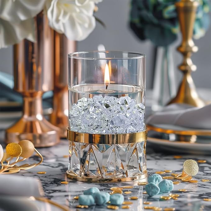 HappyFiller 1000 PCS Fake Crystal Ice Rocks Cubes in Gift Box,Clear Acrylic Stones Treasure Gems for Flower Vase Filler,Table Scatters,Wedding Centerpieces,Party Decor,Photography Props,Crafts