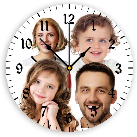 Generic Custom Wall Clock Personalized Clocks with Photo Text Logo Customize Gifts for Kitchen Bathroom Home Family Friends Gifts, 10inch-25cm