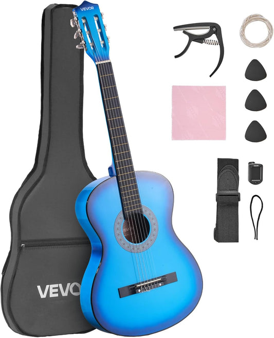 VEVOR Acoustic Guitar, Classical Guitar Starter Kit for Beginners, with Nylon Strings, Basswood Guitar, for Kids Adults Girls Boys Students
