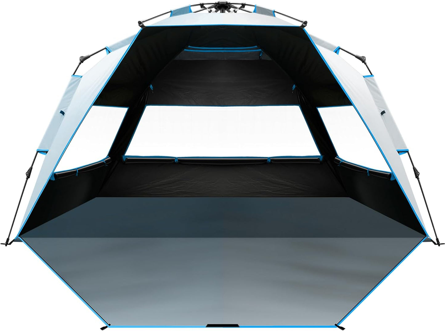 OutdoorMaster Beach Tent with Blackout Shelter Technology, Portable Beach Shade Sun Shelter Canopy for 4-6 Person with UPF 50+ UV Protection, Easy Setup Pop Up Tent Family Size