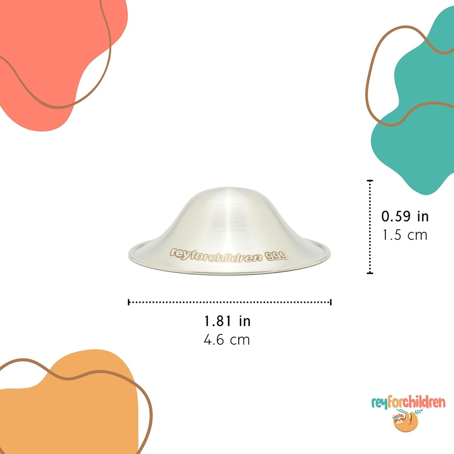 RFC Silver Nursing Cups - 999 Silver Nursing Pad - Nipple Shield Kit for Nursing Newborn - Breastfeeding Essentials - Nipple Cover Breastfeeding - With Silicone Ring & Cleaning Scotch & Case (REGULAR)