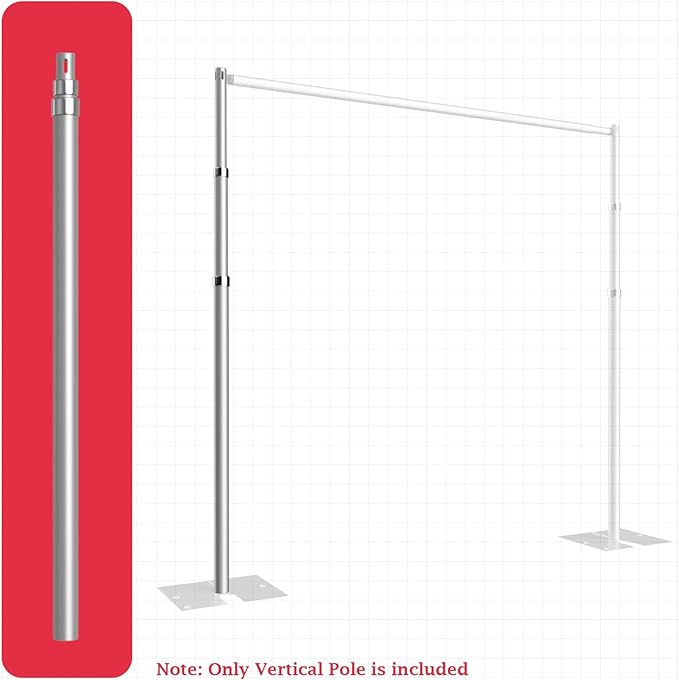 EMART 5.5ft-12ft Pipe and Drape Adjustable Upright for Backdrop Stand, Background & Curtain and Wedding Decor -1 Pack