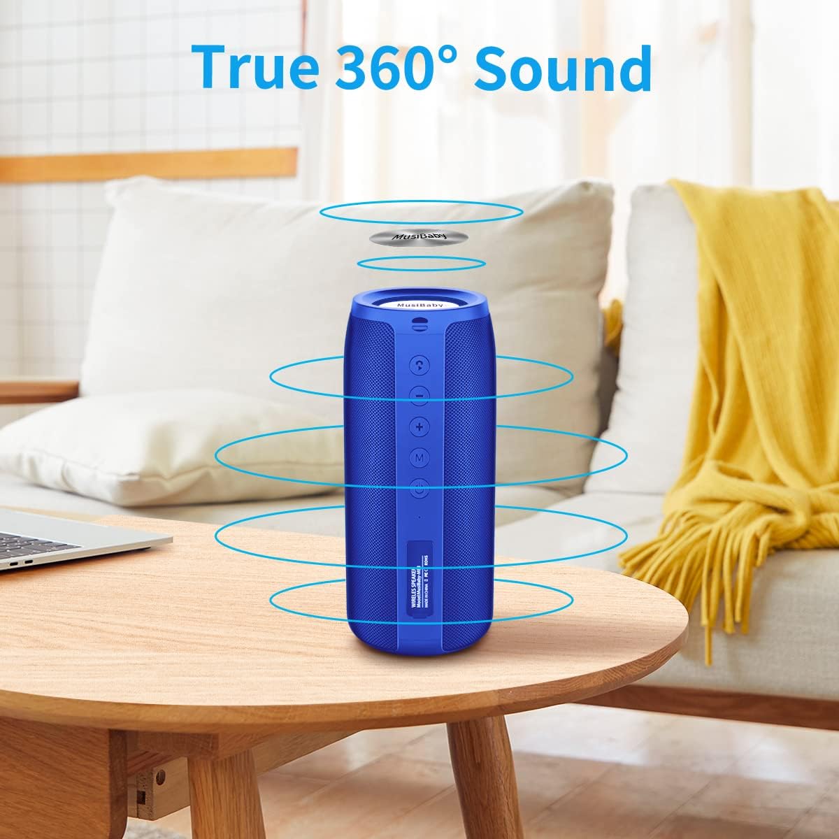 Bluetooth Speaker,MusiBaby M88 Speakers,Dual Pairing, Bluetooth 5.3,Loud Stereo Sound,Booming Bass,30H Playtime for Home& Outdoor Party,Beach,Portable Speaker,Gifts(Blue)