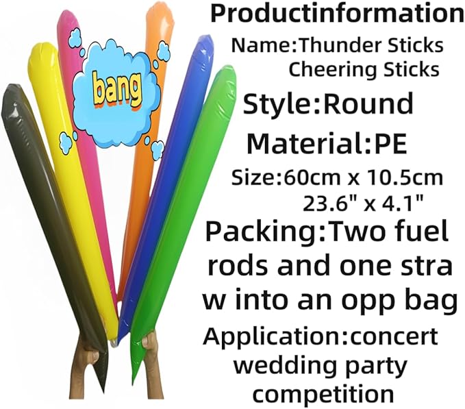 40pcs Round headTeam Spirit Boom Sticks Thunder Sticks Cheering Sticks Team Spirit Plastic Cheerleading Spirit Stick Clapper Inflatable Noise Maker Sports Supply (Yellow)