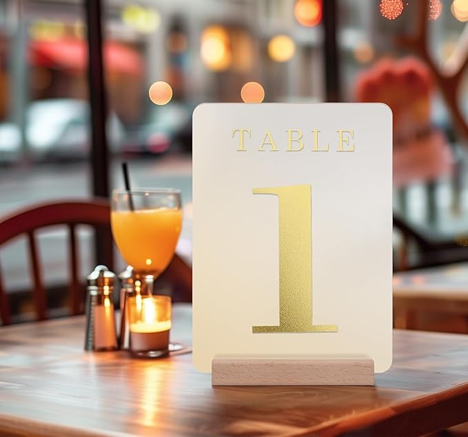 Frosted Blank Acrylic Sign with Wooden Stands - 10 Pack DIY Rectangle Customizable Sign Kit for Wedding Table Numbers, Restaurant Party Bridal Shower (6x8 Inch)