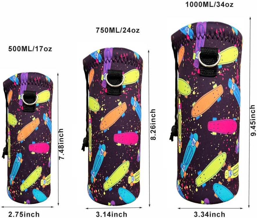 Neoprene Water Bottle Carrier Bag with Adjustable Shoulder Strap for Men Women Walking Hiking,Portable Insulated Holder Case for Stainless Steel/Glass/Plastic Bottles