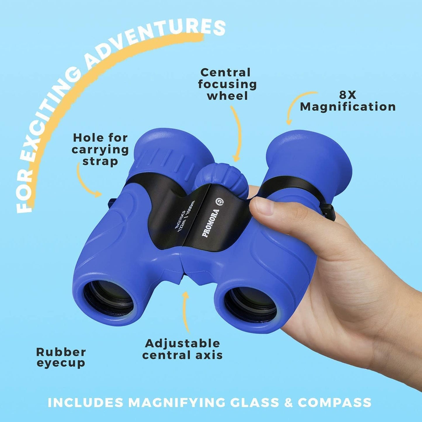 Binoculars for Kids for Toddler - for Little Boys and Girls – Extensive Set Incl. Magnifying Glass & Compass – Powerful Magnification 8X21 – 3 to 12 Year Old Kids