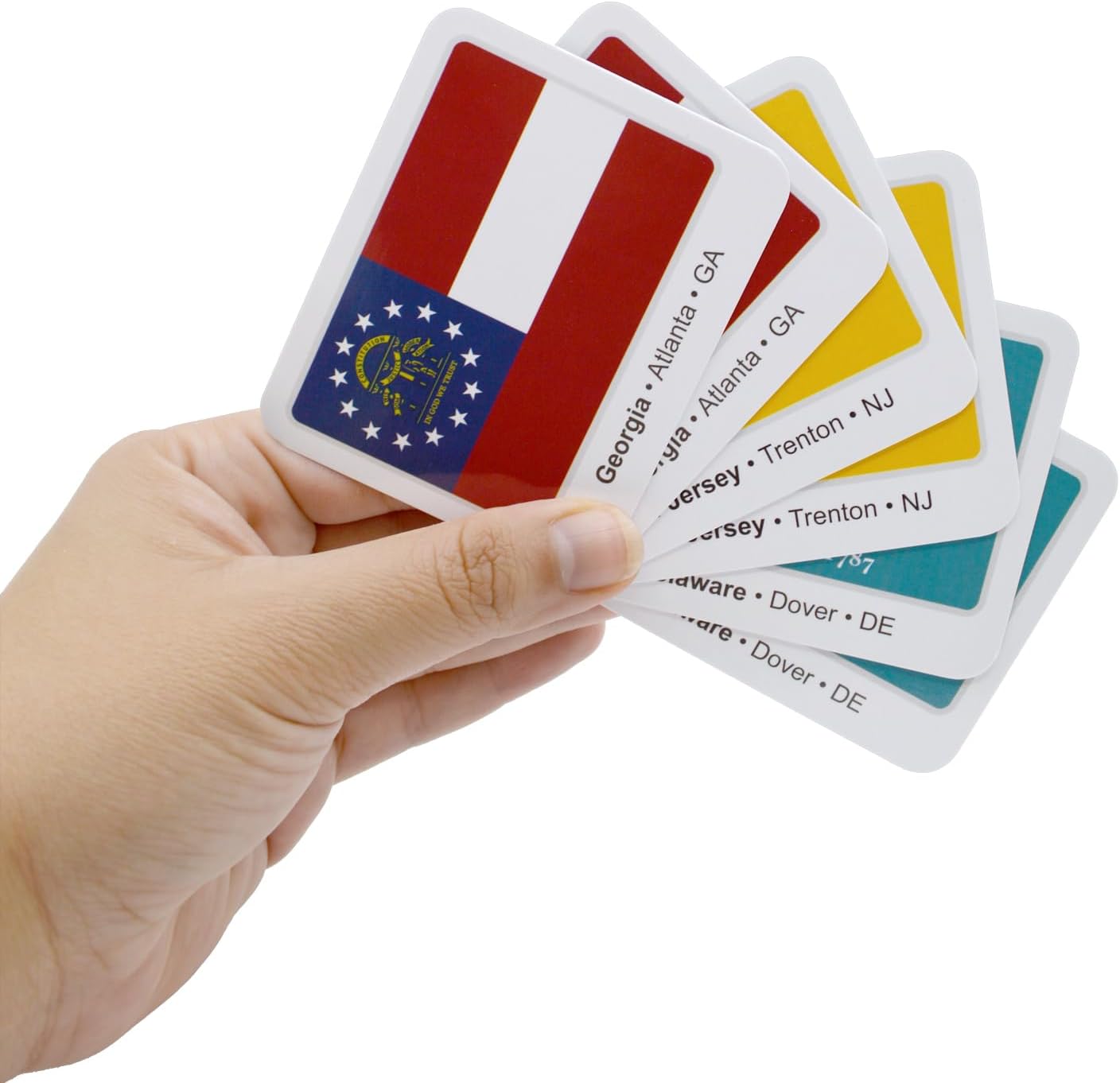 Menique U.S. States Flags Memory Matching Game – 100 Cards (50 Pairs) – Learn State Flags, Capitals & Abbreviations – Educational Card Game for Kids and Adults