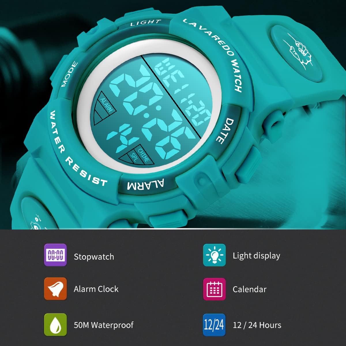 Kids Watch,Boys Watch for 3-15 Year Old Boys,Digital Sport Outdoor Multifunctional Chronograph LED 50 M Waterproof Alarm Calendar Analog Watch for Children with Silicone Band,Kids Gift