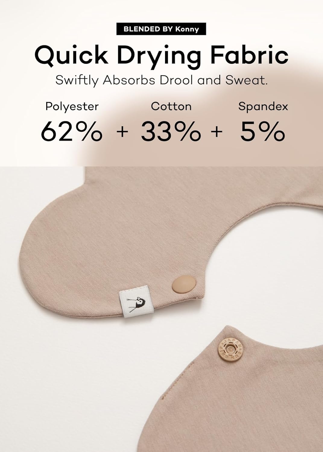 Konny Baby Bibs 5-Pack, 360 ° Rotate, Soft and Absorbent Bandana Drooling for Boys Girls baby Essentials