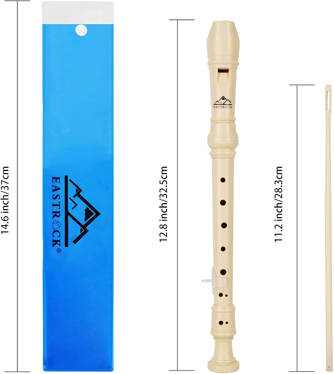 Eastrock Recorder Instrument Baroque Style Soprano Recorder White 3 Pieces for Beginners and professions with Cleaning Rod, Fingering Chart, Packing Bag, Thumb Rest
