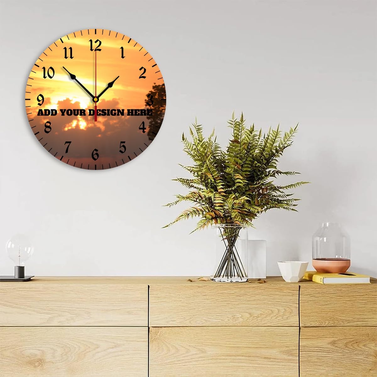 Generic Custom Wall Clock Personalized Clocks with Photo Text Logo Customize Gifts for Kitchen Bathroom Home Wedding Friend Family Lover, 12inch-30cm