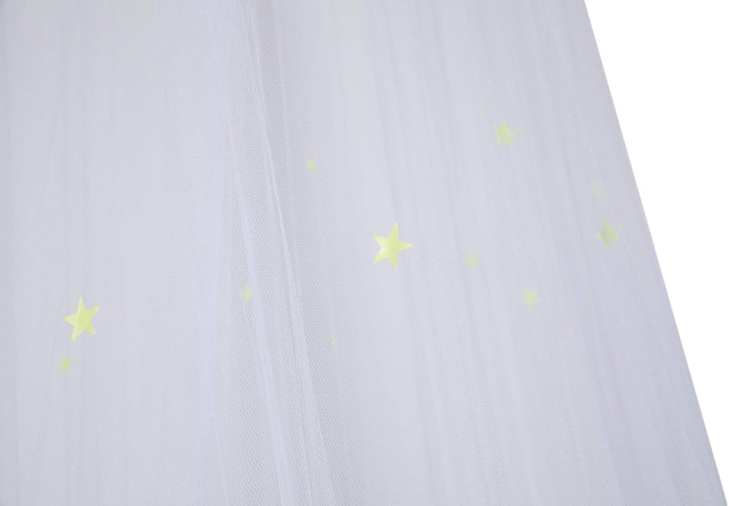 BCBYou Bed Canopy Mosquito Net with Fluorescent Stars Glow in Dark for Baby, Kids, and Adults, for Cover The Baby Crib, Kid Bed, Girls Bed Or Full Size Bed (White)